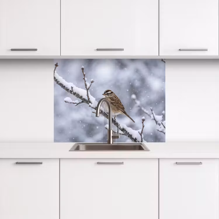 Revestimiento cocina - Pájaro - Rama - Nieve - Invierno — 3