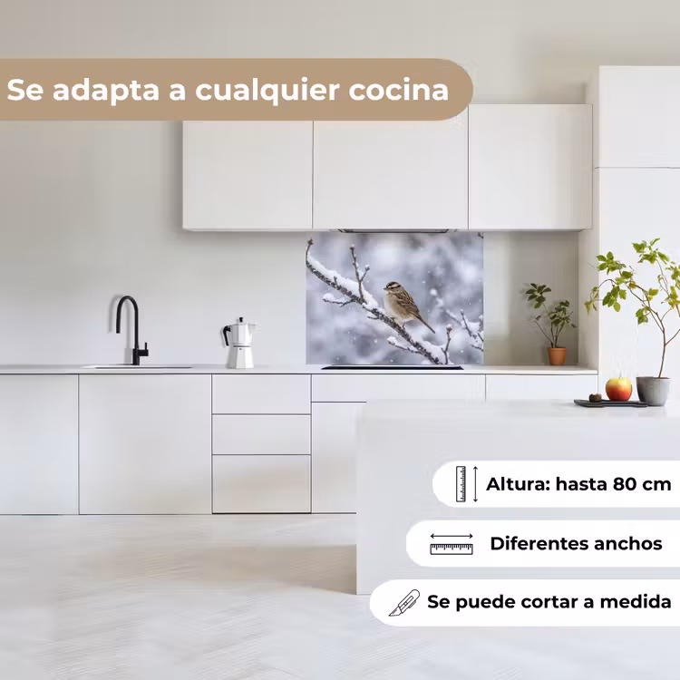 Revestimiento cocina - Pájaro - Rama - Nieve - Invierno — 6