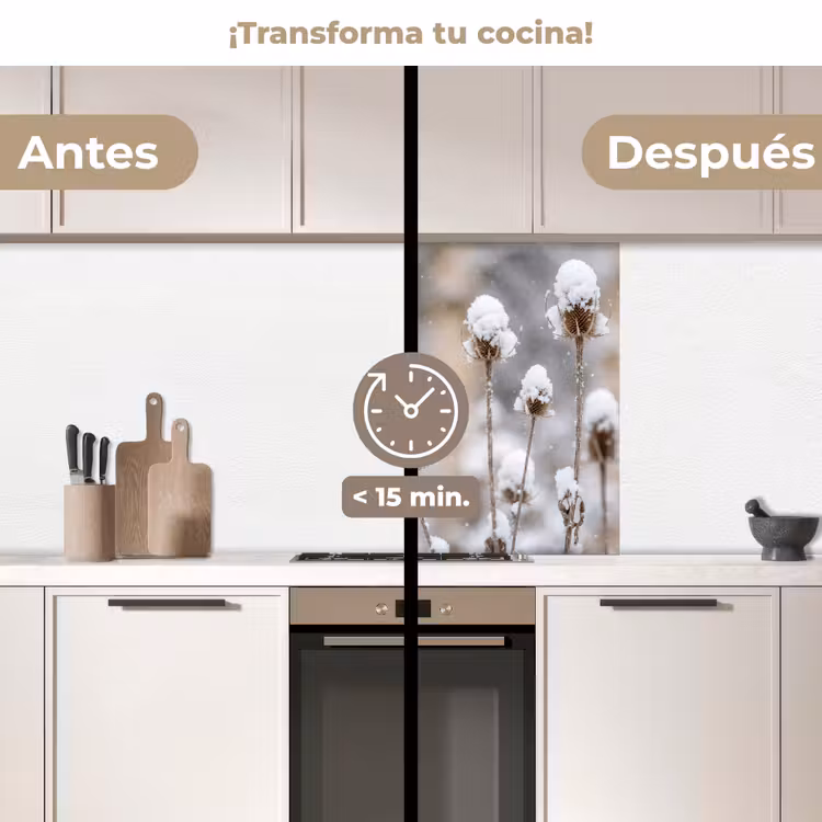Revestimiento cocina - Petirrojo - Flor seca - Nieve - Invierno - Entrañable — 2