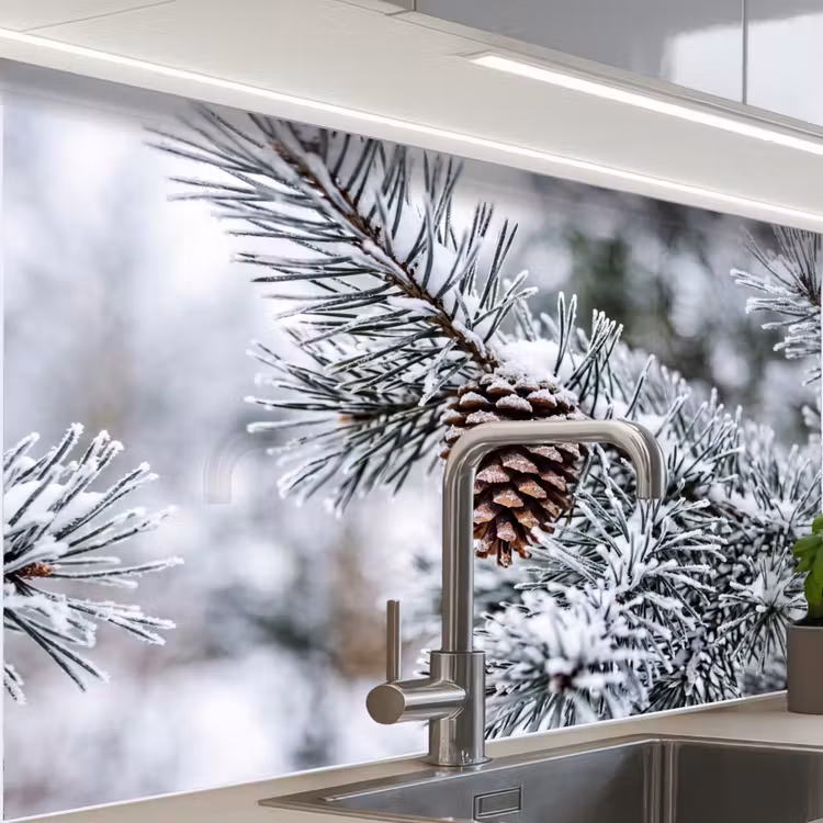 Revestimiento cocina - Piña - Rama - Nieve - Invierno - Atmosférico — 1