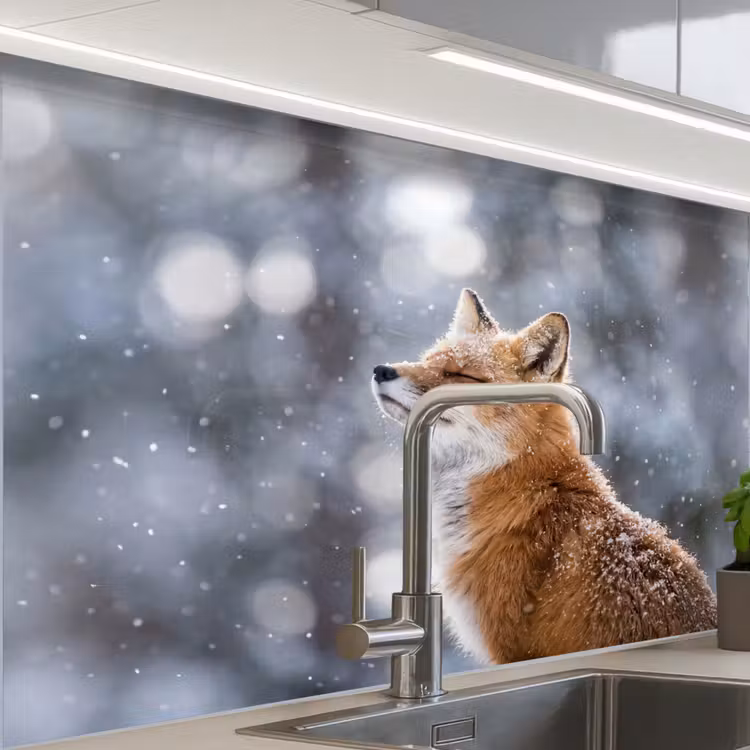 Revestimiento cocina - Zorro - Nevadas - Retrato - Invierno - Atmosférico — 1