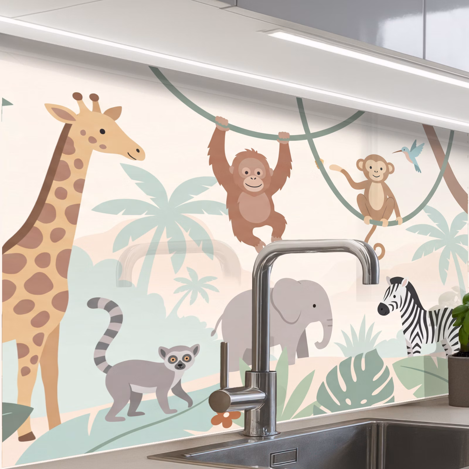Revestimiento cocina - Selva - Animales - Verde — 1