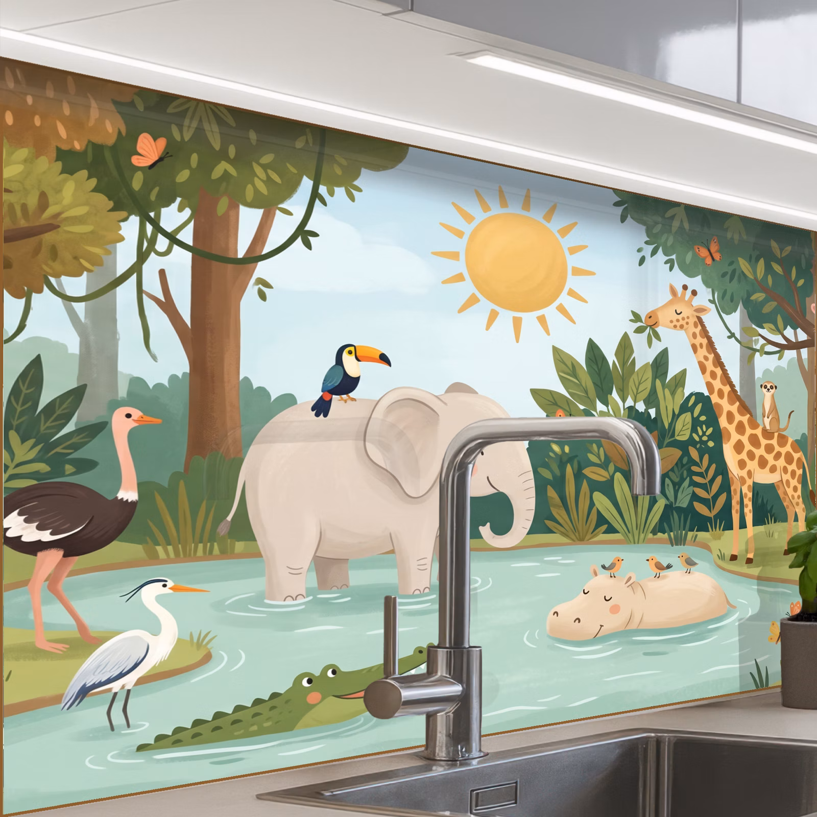 Revestimiento cocina - Selva - Oasis - Animales - Colorido — 1