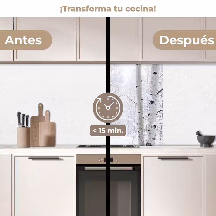 Revestimiento cocina - Abedules - Nieve - Invierno - Bosque - Blanco — 2