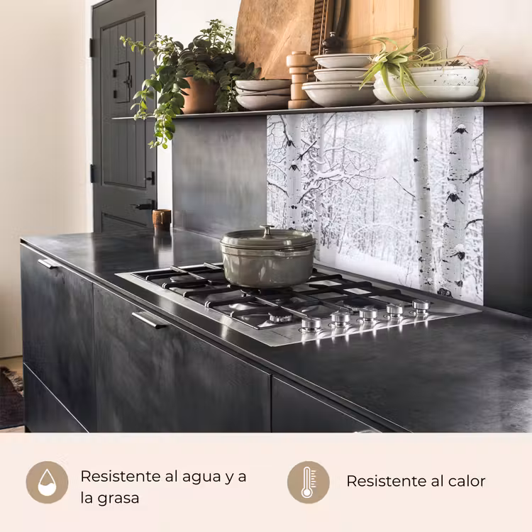 Revestimiento cocina - Abedules - Nieve - Invierno - Bosque - Blanco — 4