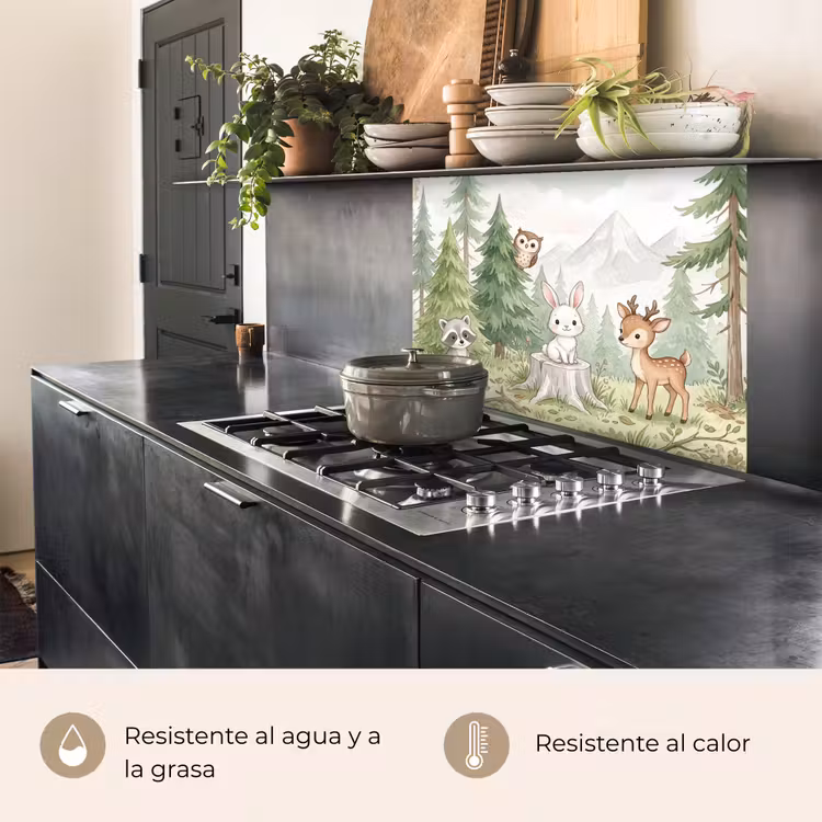 Revestimiento cocina - Bosque - Animales - Verde — 4