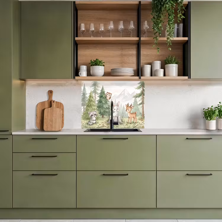 Revestimiento cocina - Bosque - Animales - Verde — 7