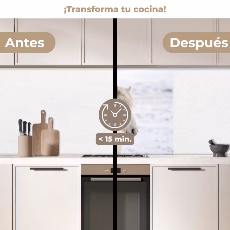 Revestimiento cocina - Caballo - Cabeza - Invierno - Animales - Blanco — 2