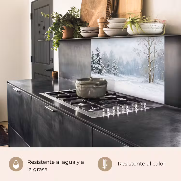 Revestimiento cocina - Camino forestal - Pino - Nieve - Invierno - Descanso — 4
