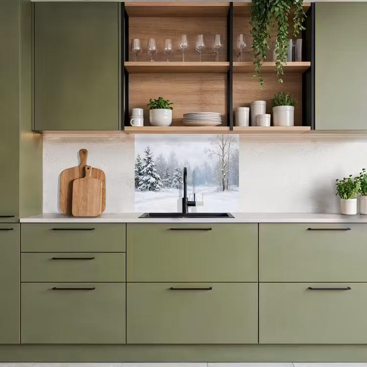 Revestimiento cocina - Camino forestal - Pino - Nieve - Invierno - Descanso — 7