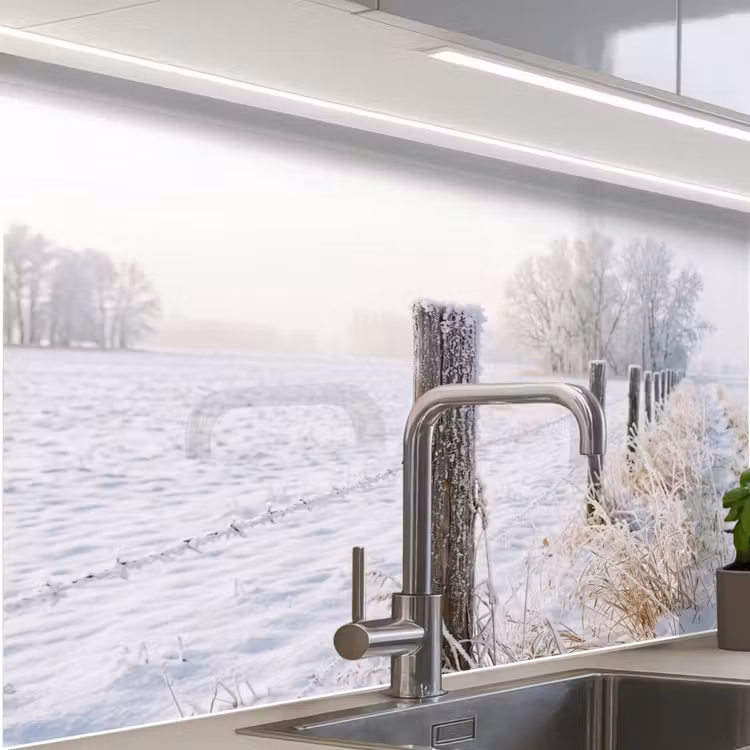 Revestimiento cocina - Cerca - Nieve - Niebla - Campo - Nostálgico — 1