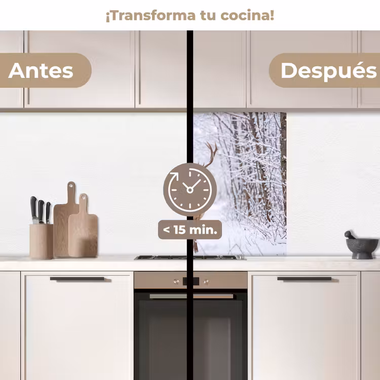 Revestimiento cocina - Ciervo - Invierno - Bosque - Naturaleza - Blanco — 2