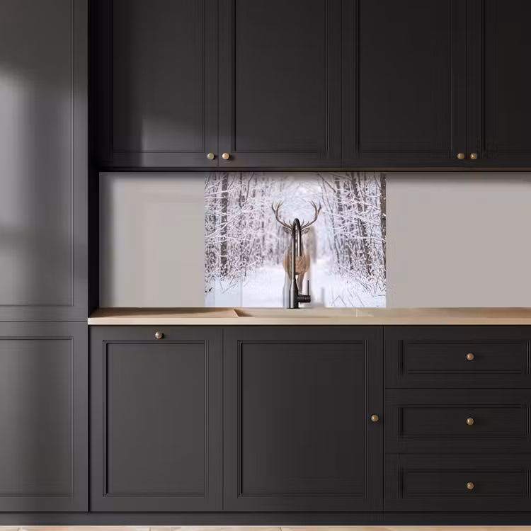 Revestimiento cocina - Ciervo - Invierno - Bosque - Naturaleza - Blanco — 5