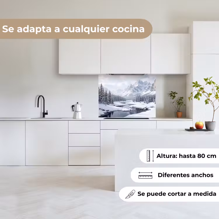 Revestimiento cocina - Paisaje nevado - Montañas - Río - Invierno — 6