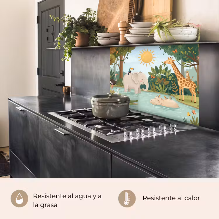 Revestimiento cocina - Selva - Oasis - Animales - Colorido — 4