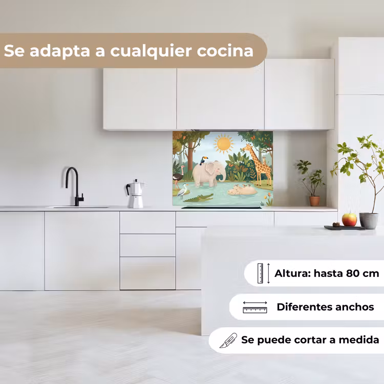 Revestimiento cocina - Selva - Oasis - Animales - Colorido — 6