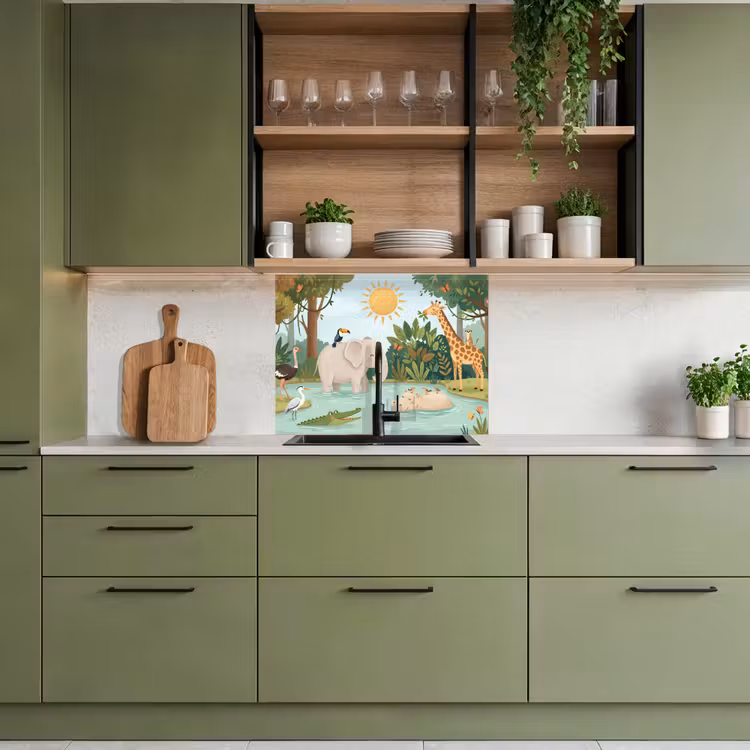 Revestimiento cocina - Selva - Oasis - Animales - Colorido — 7