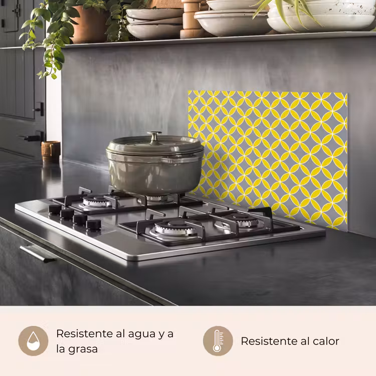 Salpicaderos de cocina - Geométrico - Círculos - Moderno - Gris - Amarillo — 2