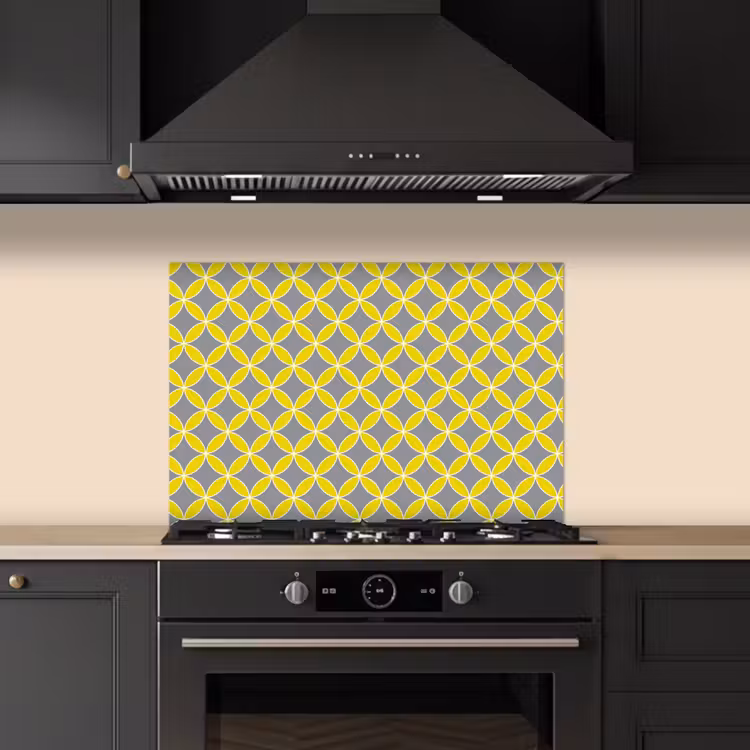 Salpicaderos de cocina - Geométrico - Círculos - Moderno - Gris - Amarillo — 5