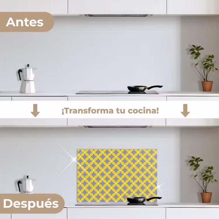 Salpicaderos de cocina - Geométrico - Círculos - Moderno - Gris - Amarillo — 7