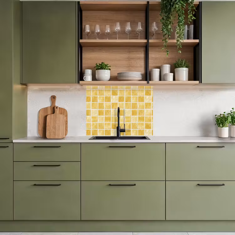 Revestimiento cocina - Azulejos - Mosaico - Textura - Amarillo dorado — 7