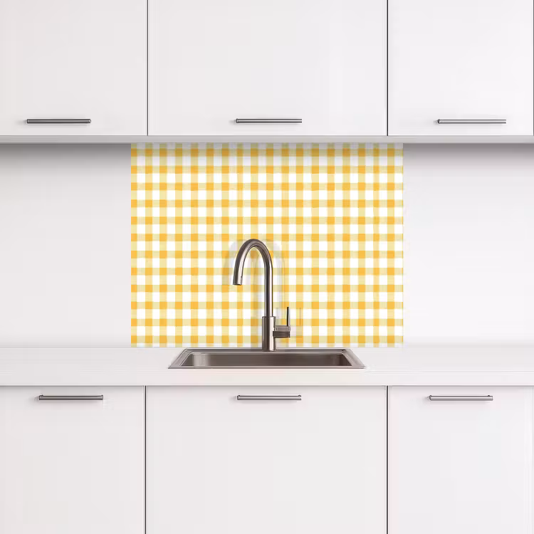 Revestimiento cocina - Cuadros - Gingham - Clásico - Amarillo y blanco — 3