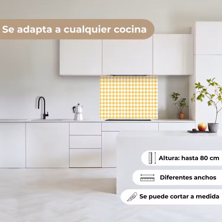 Revestimiento cocina - Cuadros - Gingham - Clásico - Amarillo y blanco — 6