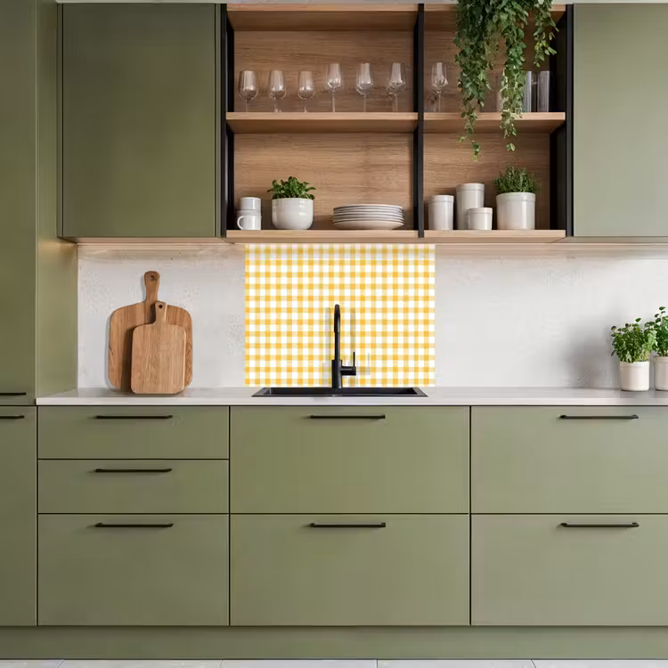Revestimiento cocina - Cuadros - Gingham - Clásico - Amarillo y blanco — 7