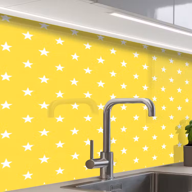 Revestimiento cocina - Estrellas - Estampado - Minimalista - Amarillo — 1