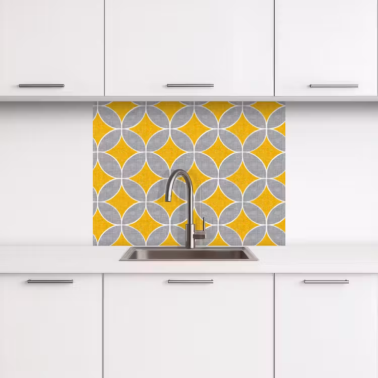 Revestimiento cocina - Geométrico - Círculos - Textura - Gris - Amarillo — 3