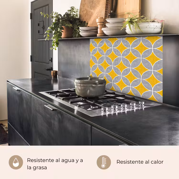 Revestimiento cocina - Geométrico - Círculos - Textura - Gris - Amarillo — 4