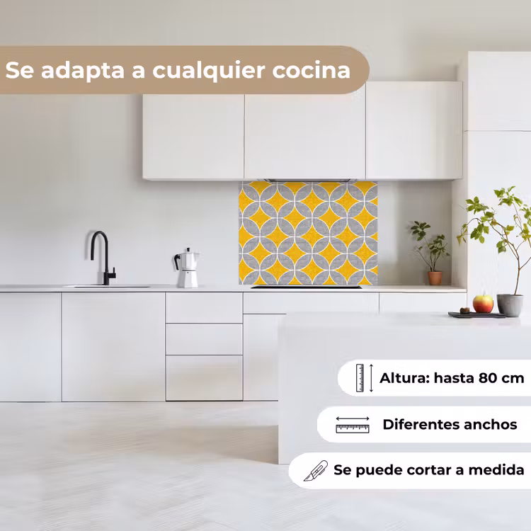 Revestimiento cocina - Geométrico - Círculos - Textura - Gris - Amarillo — 6