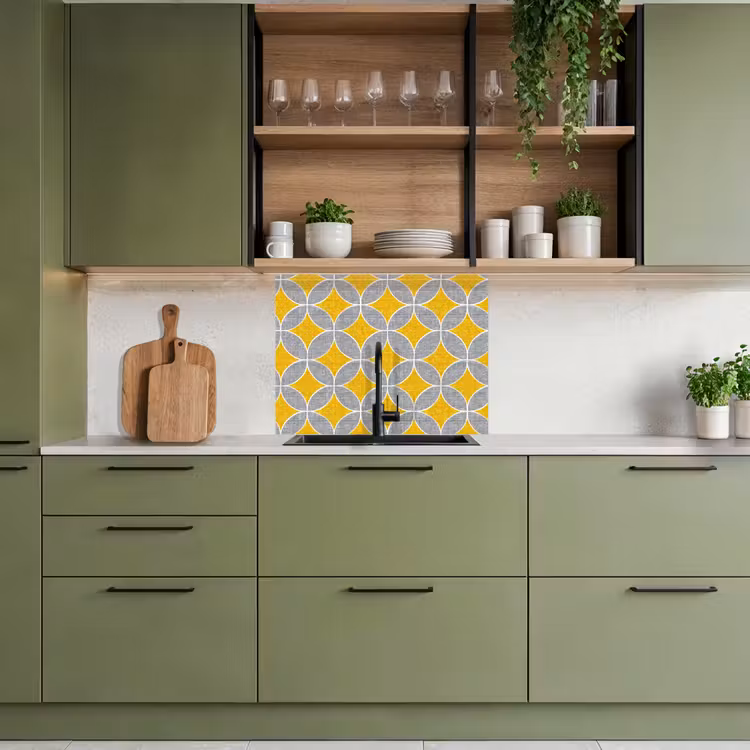Revestimiento cocina - Geométrico - Círculos - Textura - Gris - Amarillo — 7