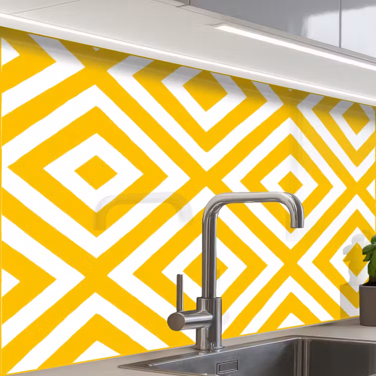 Revestimiento cocina - Geométrico - Líneas - Moderno - Amarillo - Blanco — 1