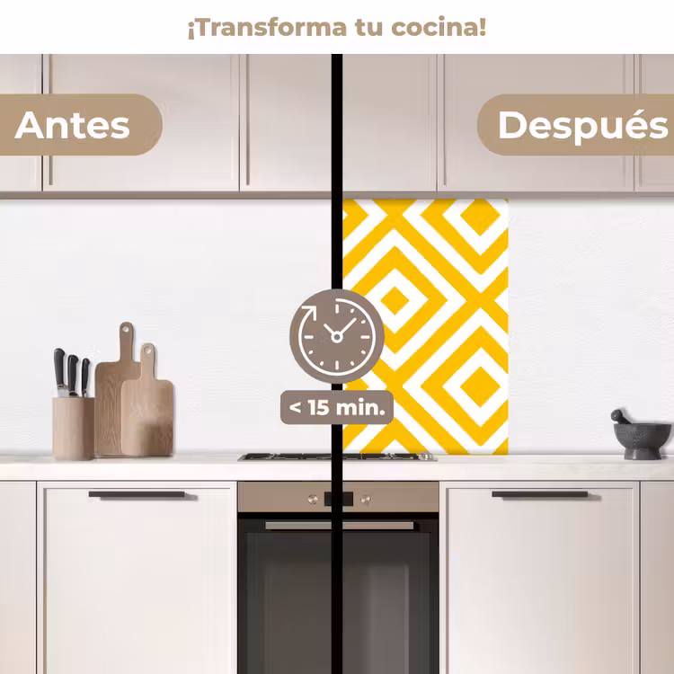 Revestimiento cocina - Geométrico - Líneas - Moderno - Amarillo - Blanco — 2