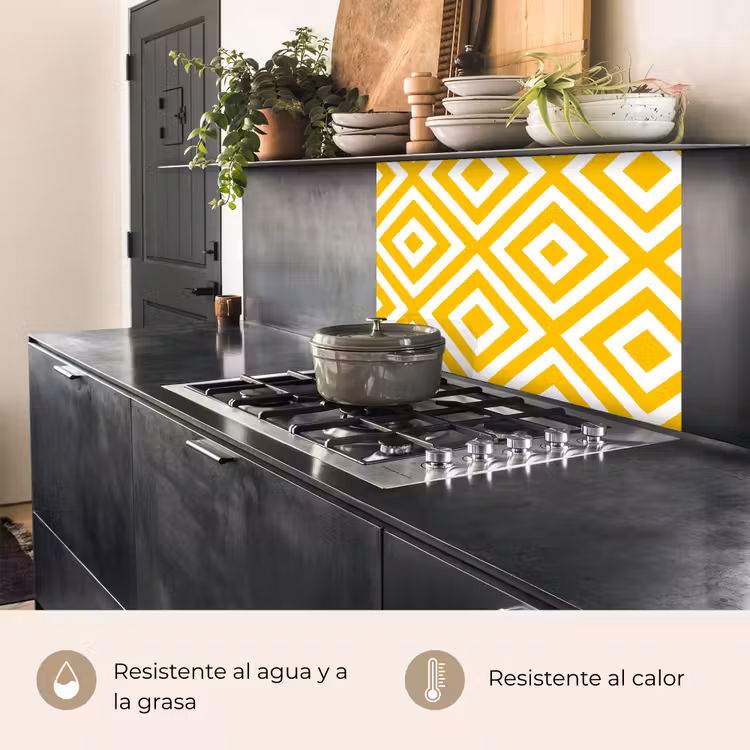 Revestimiento cocina - Geométrico - Líneas - Moderno - Amarillo - Blanco — 4