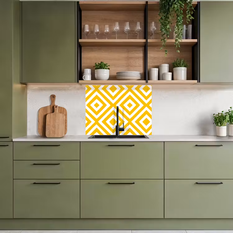 Revestimiento cocina - Geométrico - Líneas - Moderno - Amarillo - Blanco — 7