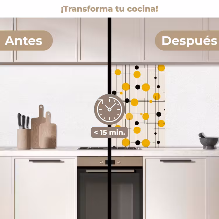 Revestimiento cocina - Geométrico - Retro - Líneas - Amarillo ocre - Negro — 2