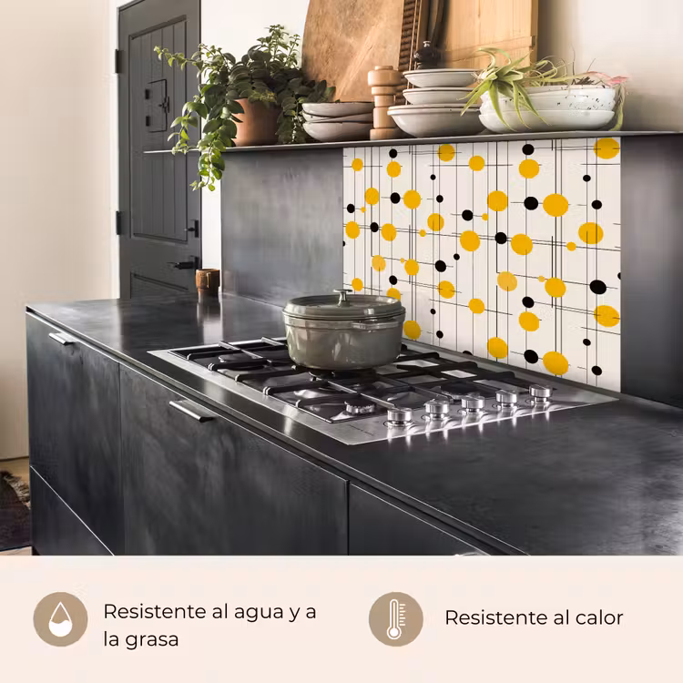 Revestimiento cocina - Geométrico - Retro - Líneas - Amarillo ocre - Negro — 4