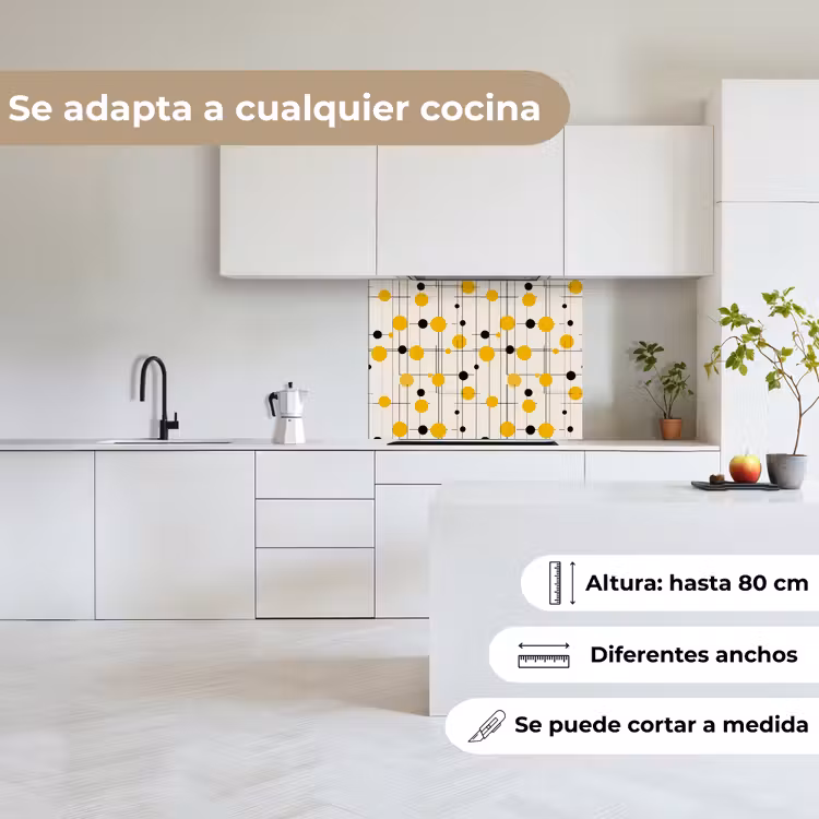 Revestimiento cocina - Geométrico - Retro - Líneas - Amarillo ocre - Negro — 6
