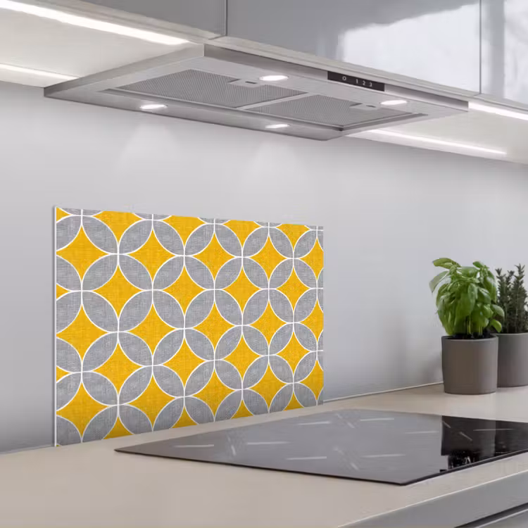 Salpicaderos de cocina - Geométrico - Círculos - Textura - Gris - Amarillo — 1