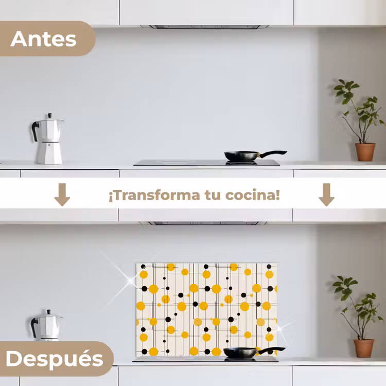 Salpicaderos de cocina - Geométrico - Retro - Líneas - Amarillo ocre - Negro — 7
