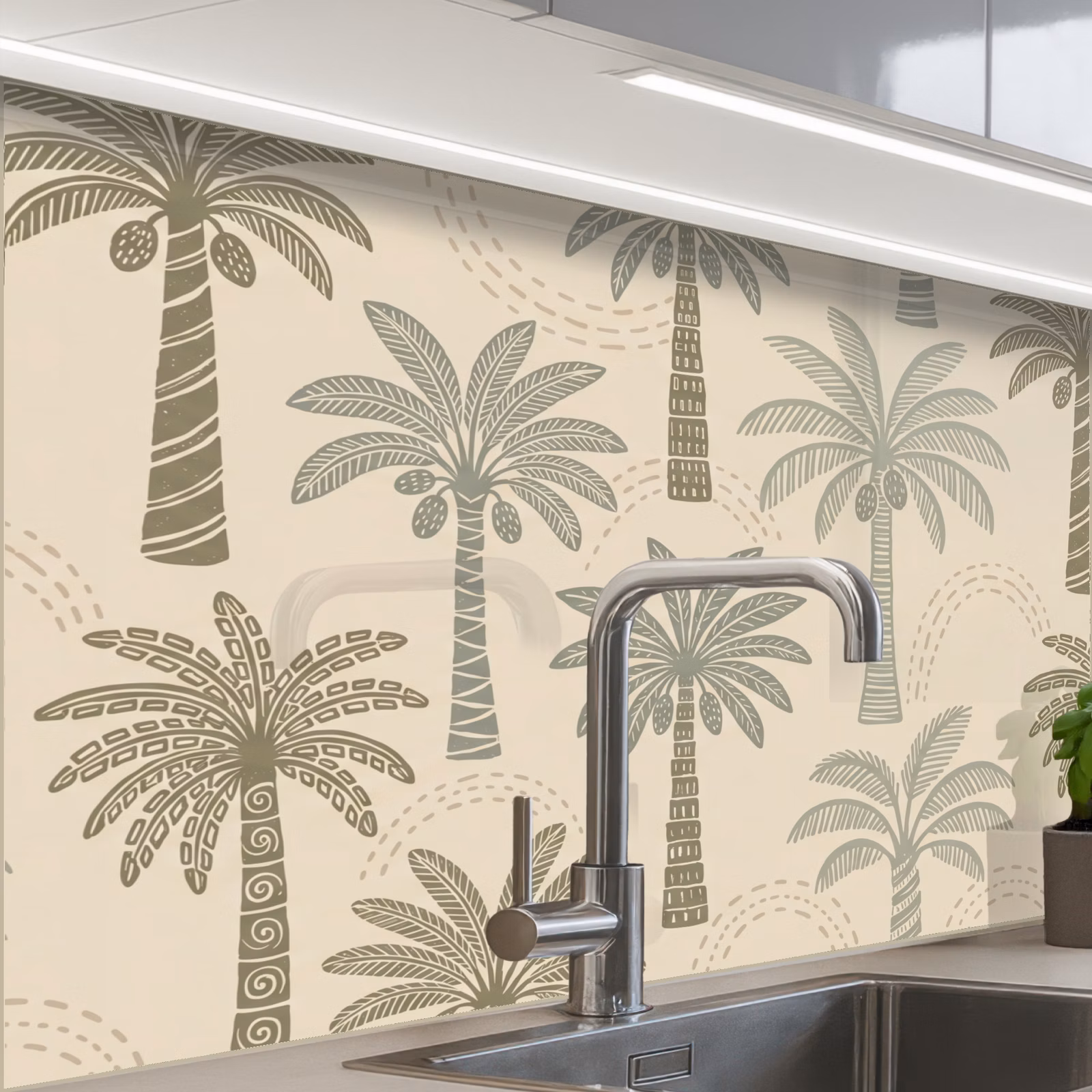 Revestimiento cocina - Palmeras - Estampado - Tropical - Beige — 1