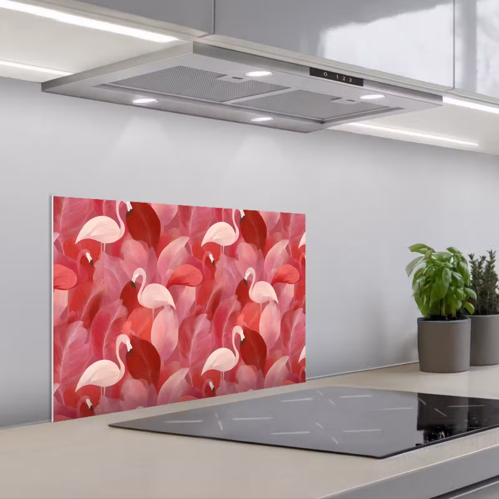 Salpicaderos de cocina - Flamenco - Botánico - Elegante - Rosa - Rojo — 1