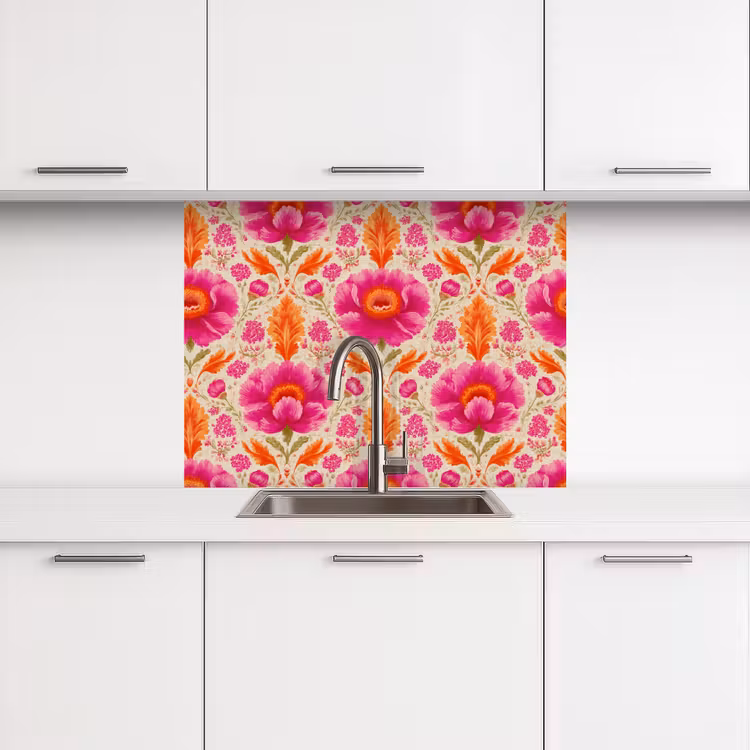 Revestimiento cocina - Flores - Barroco - Rosa - Naranja — 3