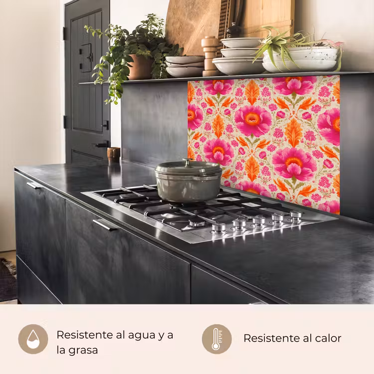 Revestimiento cocina - Flores - Barroco - Rosa - Naranja — 4