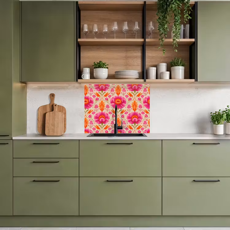 Revestimiento cocina - Flores - Barroco - Rosa - Naranja — 7
