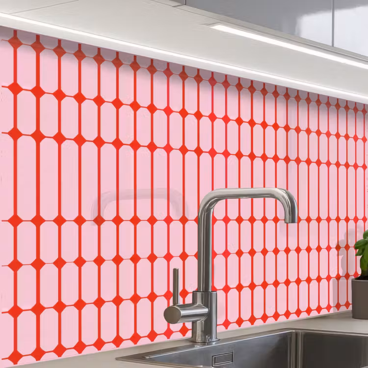 Revestimiento cocina - Geométrico - Minimalista - Rojo - Rosa — 1