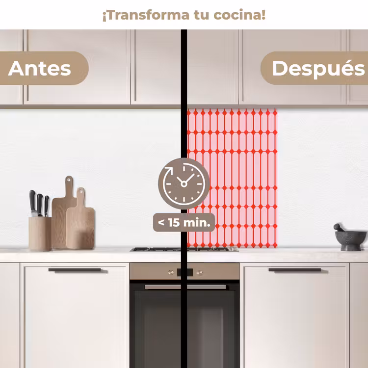 Revestimiento cocina - Geométrico - Minimalista - Rojo - Rosa — 2