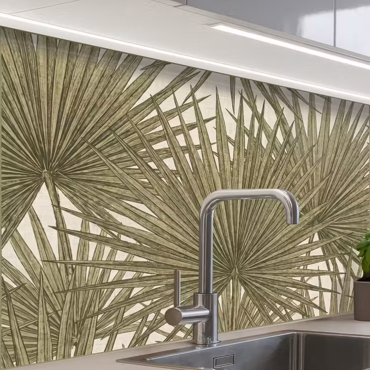 Revestimiento cocina - Hoja - Tropical - Estampado - Naturaleza - Verde — 1